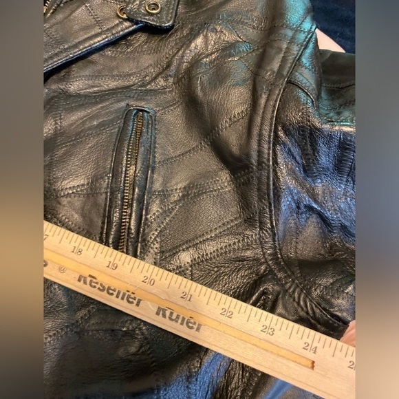 Vintage 80s Men’s Patchwork Genuine Leather  Jacket With Patches Size XL - Picture 7 of 13